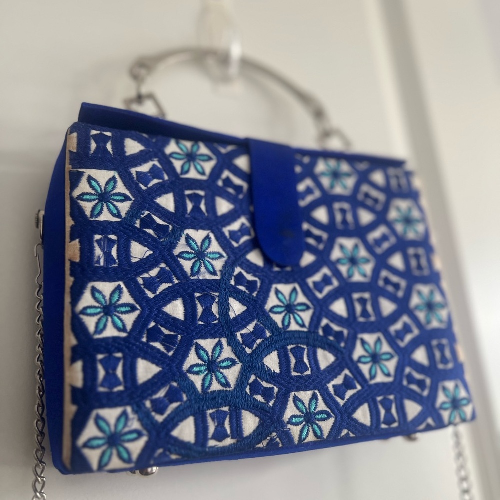 Blue Embroidered Women's Bag